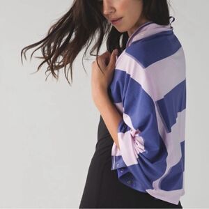 Lululemon Two Tone Purple Striped Full Button Scarf Vinyasa Scarf